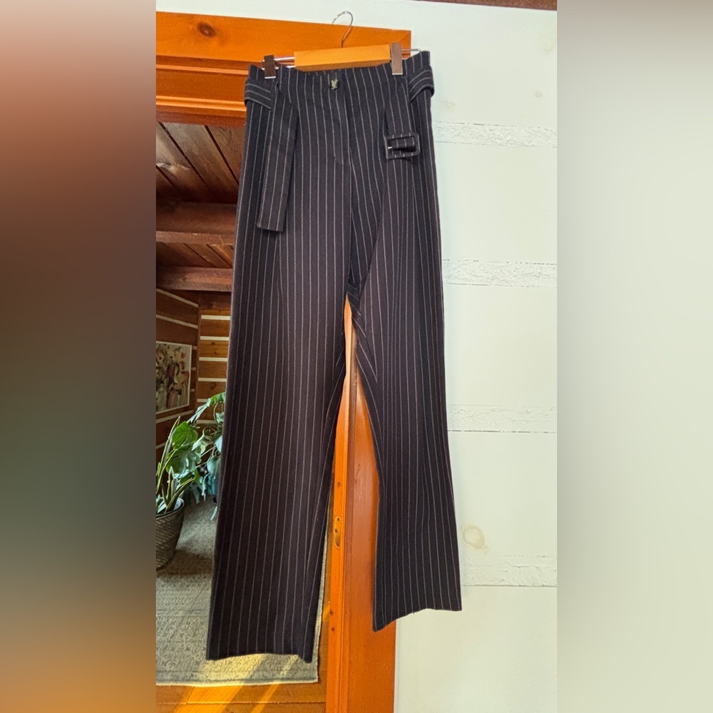 Cristina Gavioli Pinstripe Belted Trousers – Italian Designer – Size S - Picture 6 of 7